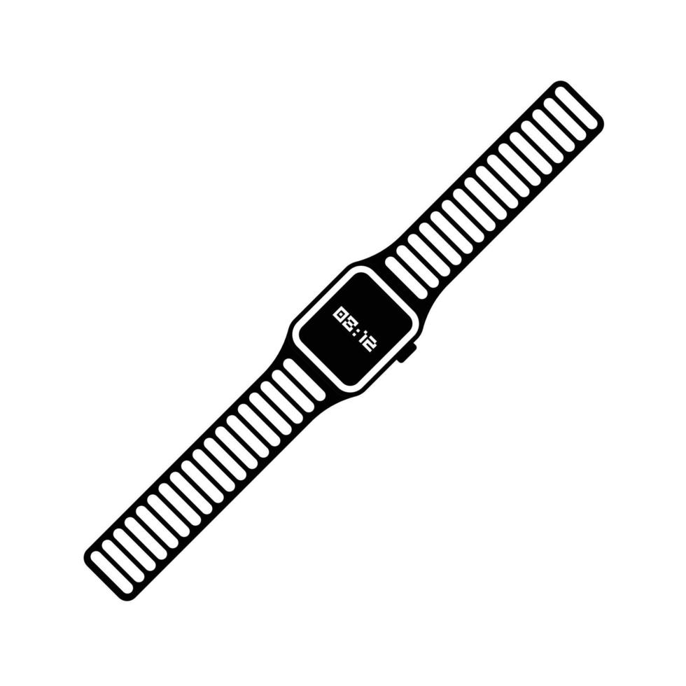 Smartwatch-Silhouette. Schwarz-Weiß-Icon-Design-Element auf isoliertem weißem Hintergrund vektor