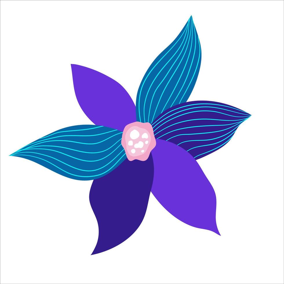 neonblumen isoliert für textildesign. neon-dschungel in blau, pink und lila farbe. modernes exotisches Design. helles botanisches sommermotiv vektor
