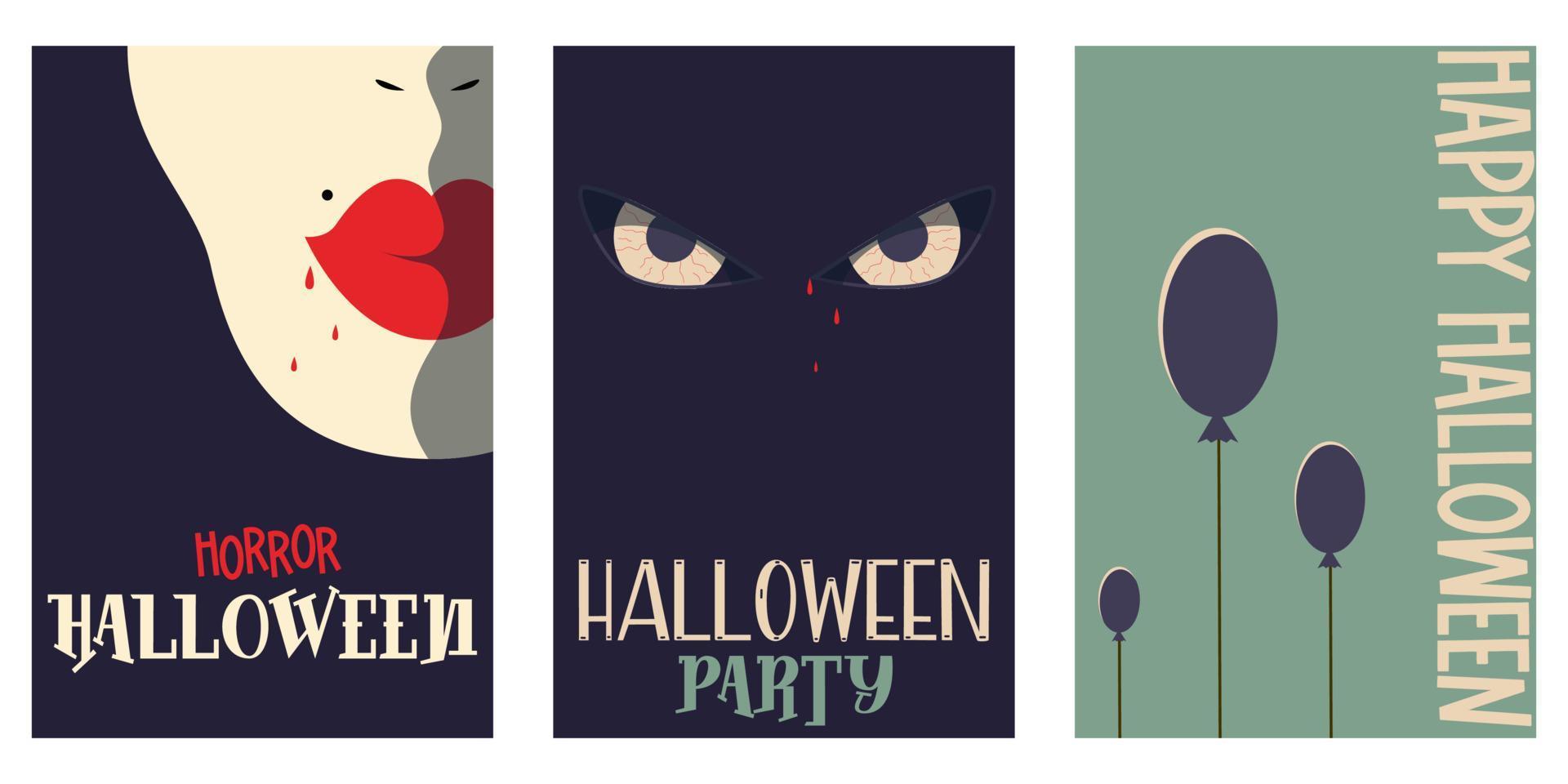 vintage affisch halloween film minimalism set för flygblad design. skräck gammal biograf. layoutmall. festdekoration. kreativa vektorillustration. semester affisch design. skräck gammal biograffilm. vektor