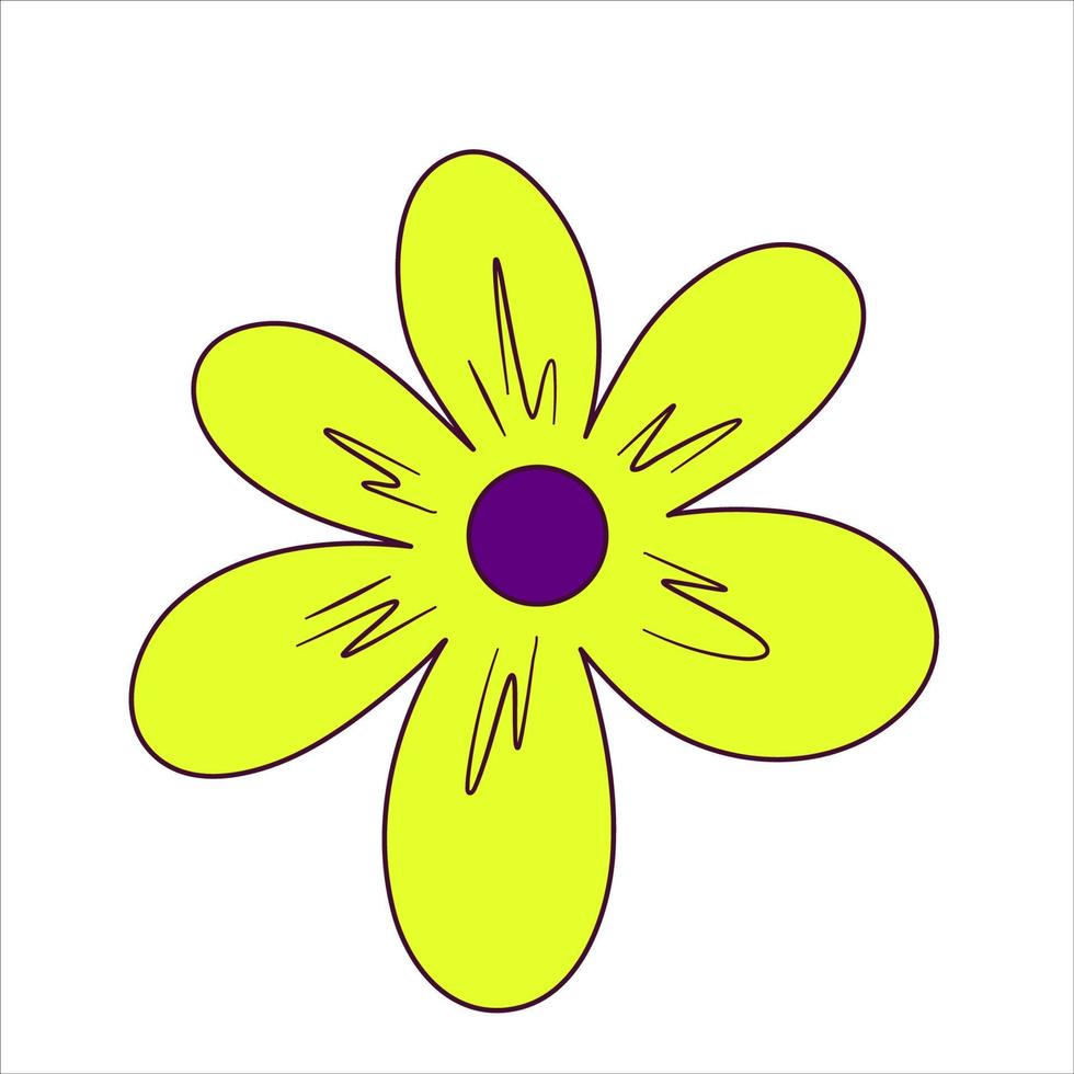 trippy blomma i tecknad stil isolerad på vit bakgrund. hippy rave groovy stil y2k. doodle vektor illustration. vektor galen illustration