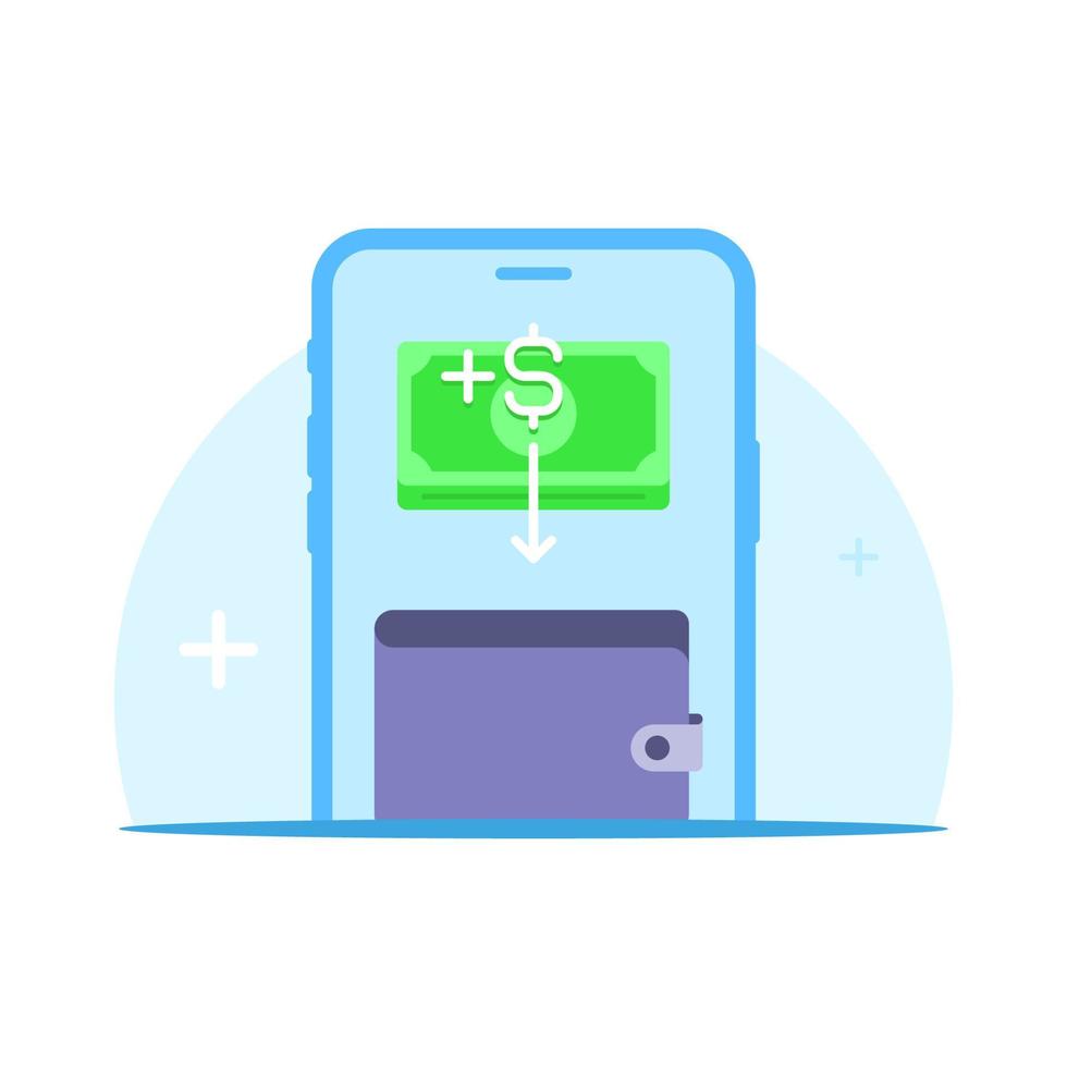 fylla på e pengar på smartphone koncept illustration platt design vektor eps10. modernt grafiskt element för målsida, tomt tillstånd ui, infographic, ikon