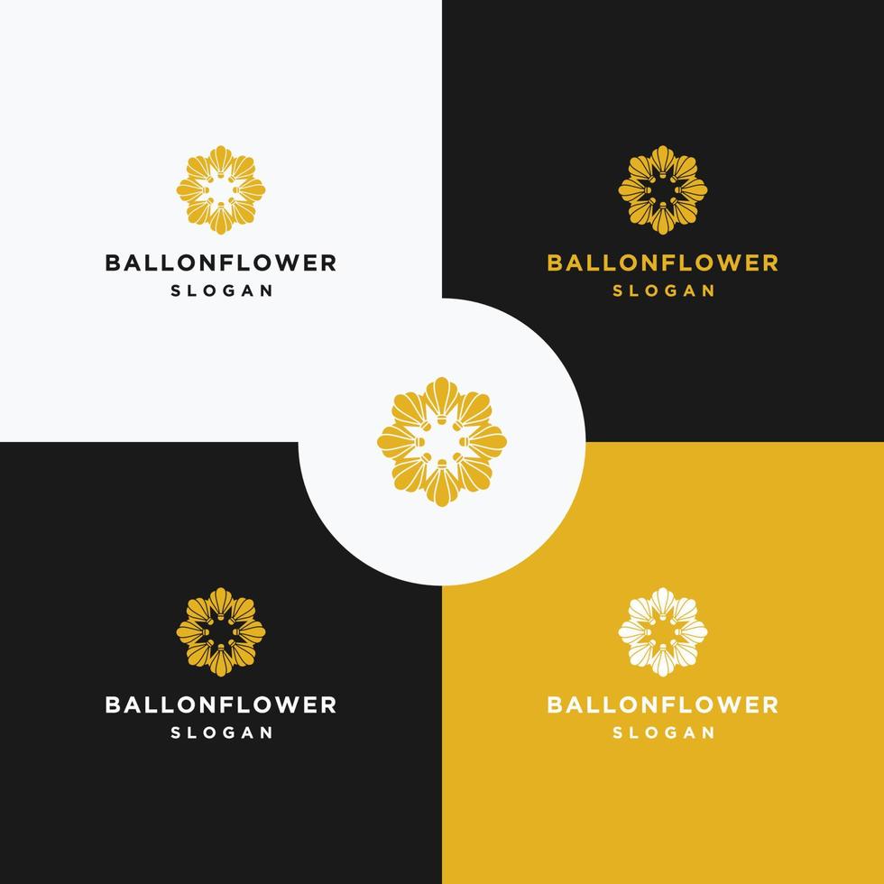 ballong blomma logotyp ikon platt formgivningsmall vektor