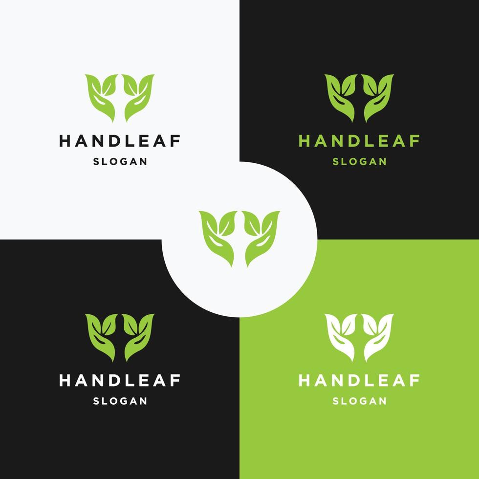 Hand-Blatt-Logo-Icon-Design-Vorlage vektor