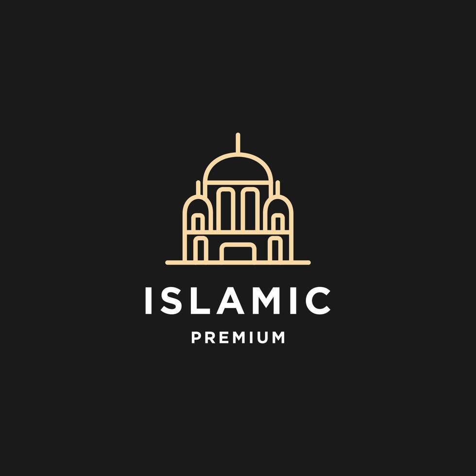 islamische goldfarbe und luxuriöses logo-design. Luxus-Moschee-Logo-Design-Vorlage vektor