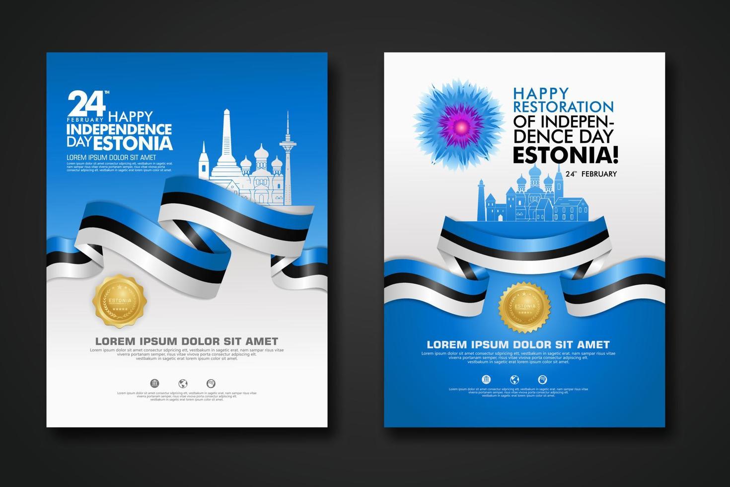 set poster design estland glücklicher unabhängigkeitstag hintergrundvorlage vektor