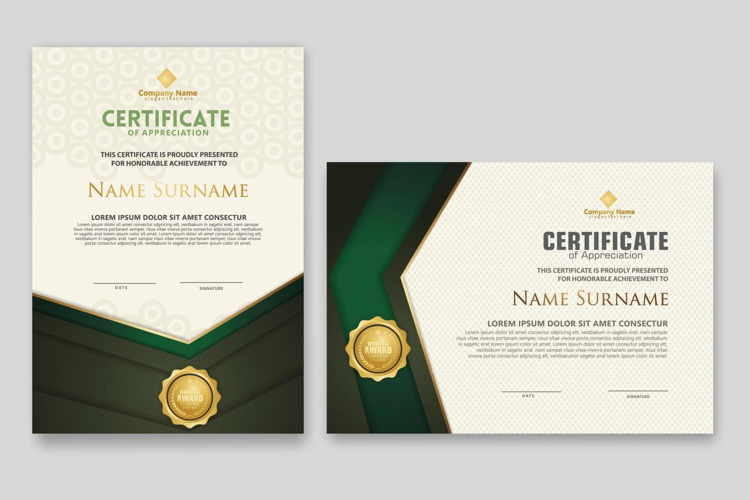 certifikatmall med lyxmärke och elegans modern mönsterbakgrund. för uppskattning, prestationer, pris, affärs- och utbildningsbehov. vektor illustration