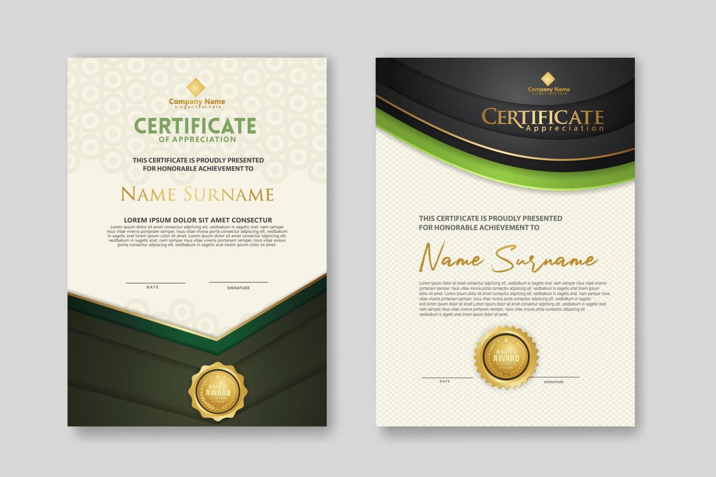 certifikatmall med lyxmärke och elegans modern mönsterbakgrund. för uppskattning, prestationer, pris, affärs- och utbildningsbehov. vektor illustration