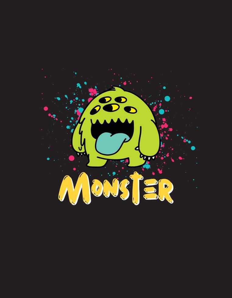 färgglad söt monster t-shirt vektor