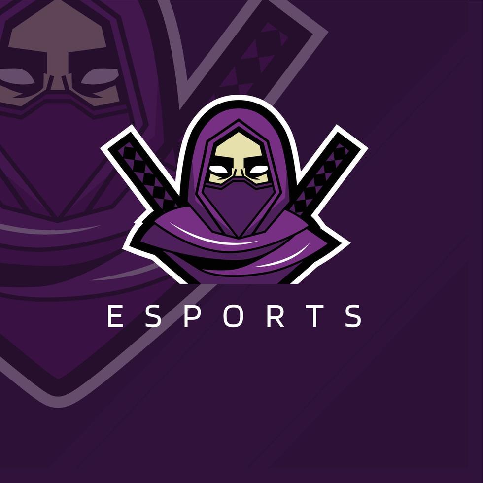illustrerad modern ninja esports gaming logo.eps vektor