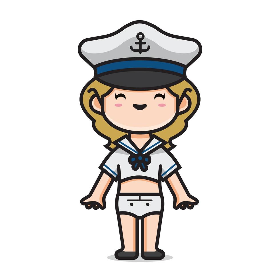 söt flicka kostym sjöman vektor