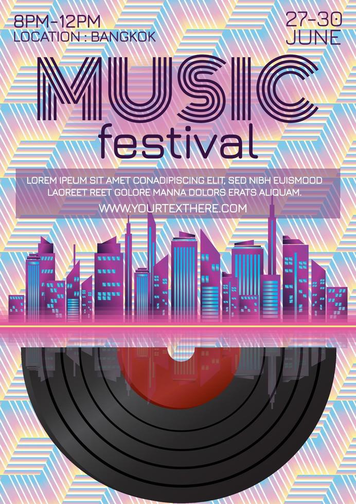 musikfestivalplakat für nachtparty-kunstdesign vektor