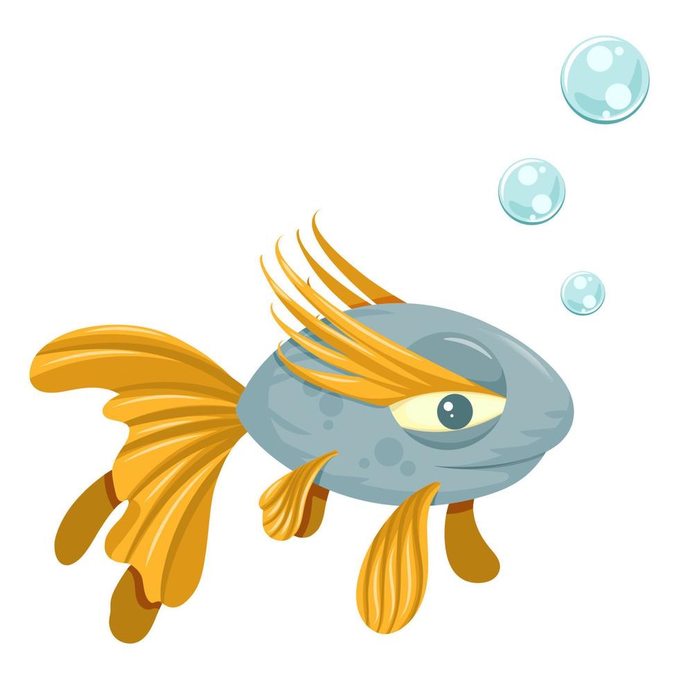 söt tecknad fisk illustration. isolerad på vit bakgrund. vektor