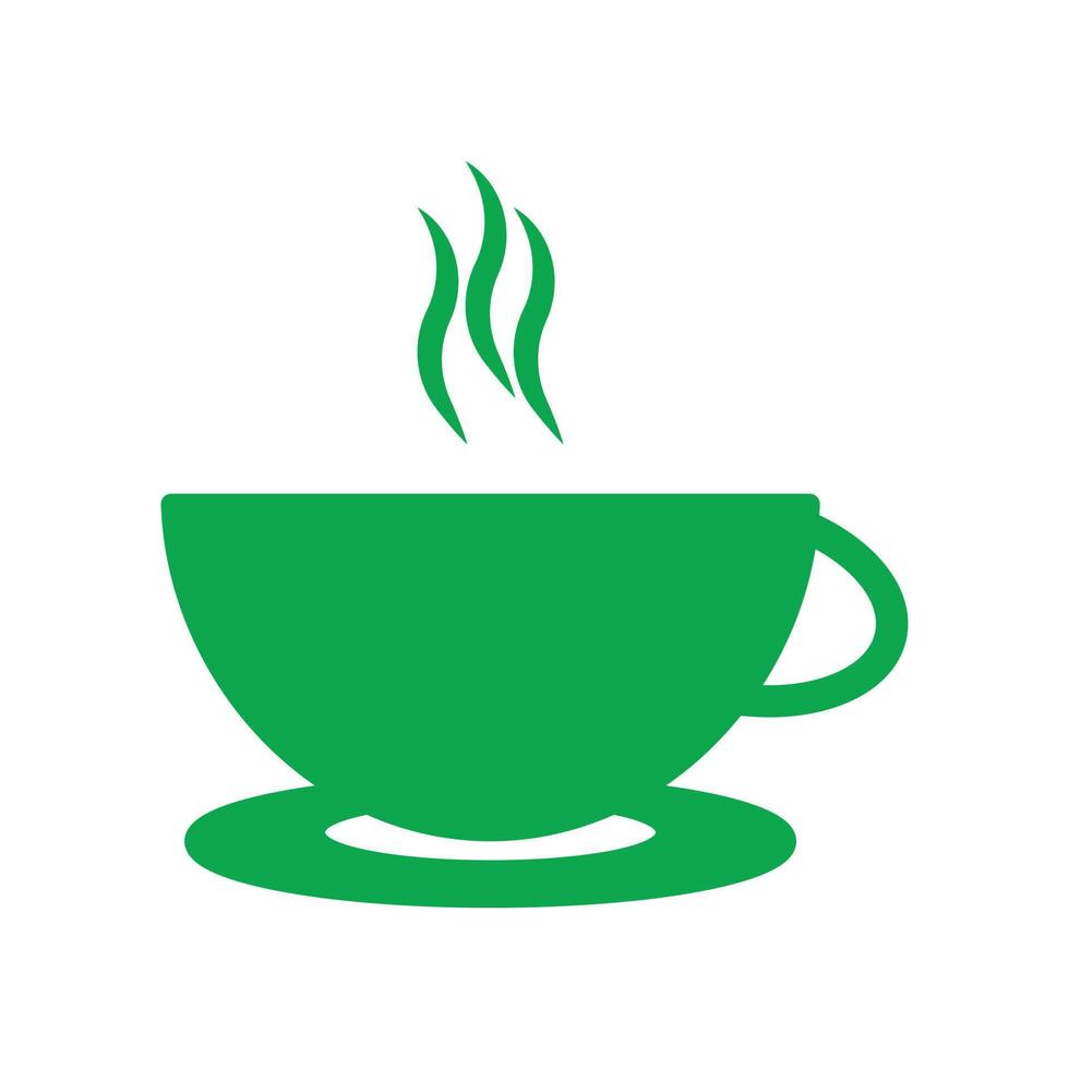 eps10 grön vektor kaffekopp med varm ånga eller rök ikon isolerad på vit bakgrund. tekopp solid symbol i en enkel platt trendig stil för din webbdesign, logotyp och mobilapplikation