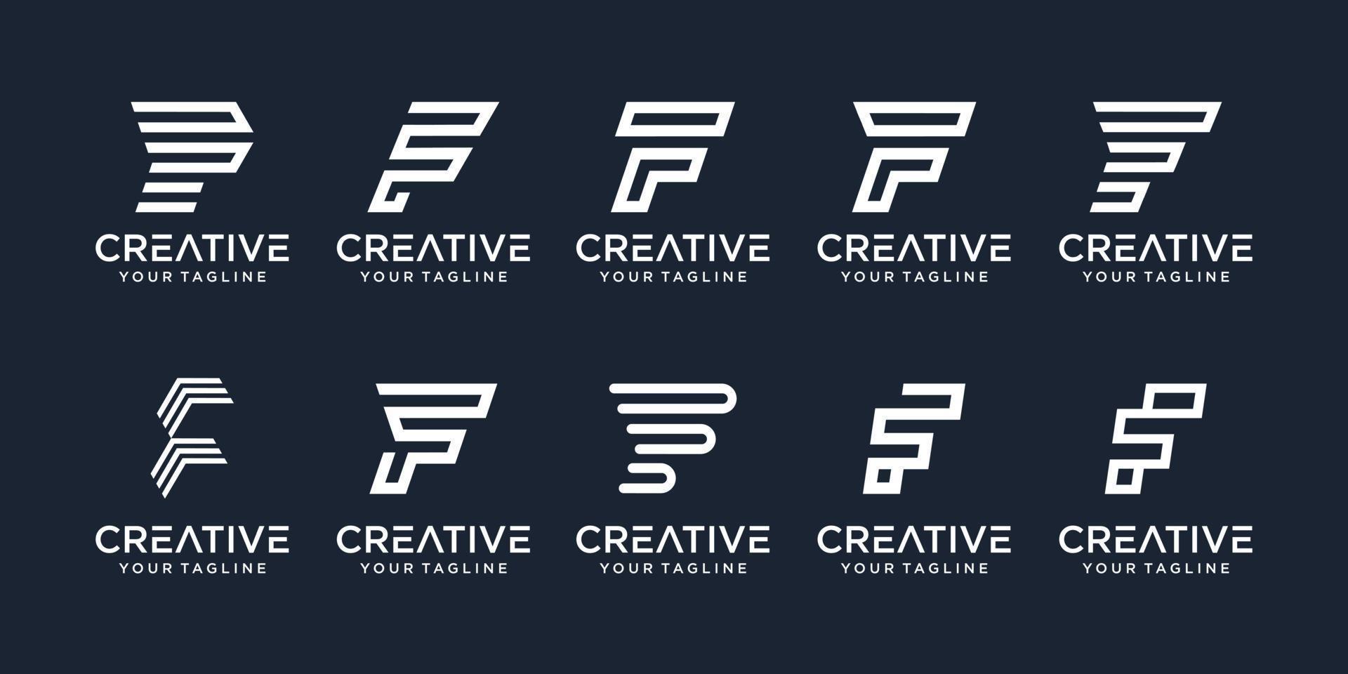 satz abstrakter anfangsbuchstabe f mit strichgrafik-stil-logo-vorlage. ikonen für das geschäft von mode, sport, automobil, einfach. vektor
