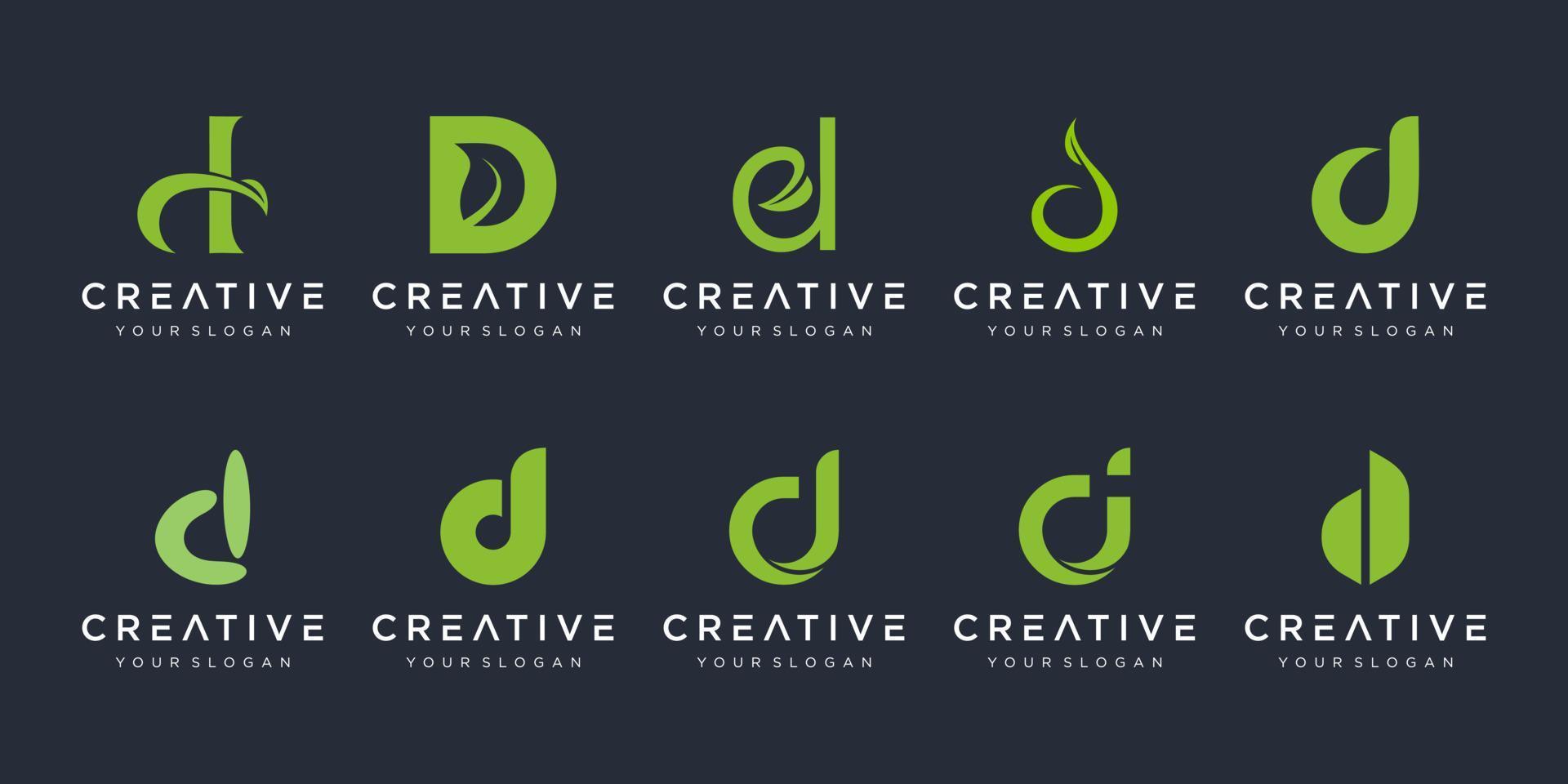 satz abstrakter anfangsbuchstabe d-logo-design-vorlage. Symbole für das Geschäft mit Schönheit, Spa, Natur, rein, einfach. vektor