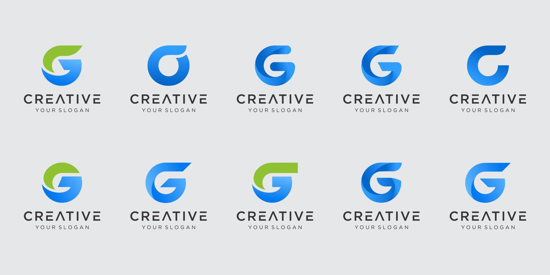 satz abstrakter anfangsbuchstabe g-logo-vorlage. ikonen für das geschäft von mode, digital, technologie vektor