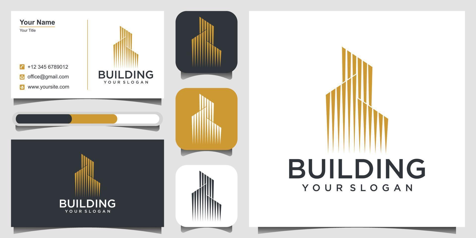 Erstellen inspirierender Logodesigns mit Liniendesigns. Icon und Visitenkarte Premium-Vektor. vektor