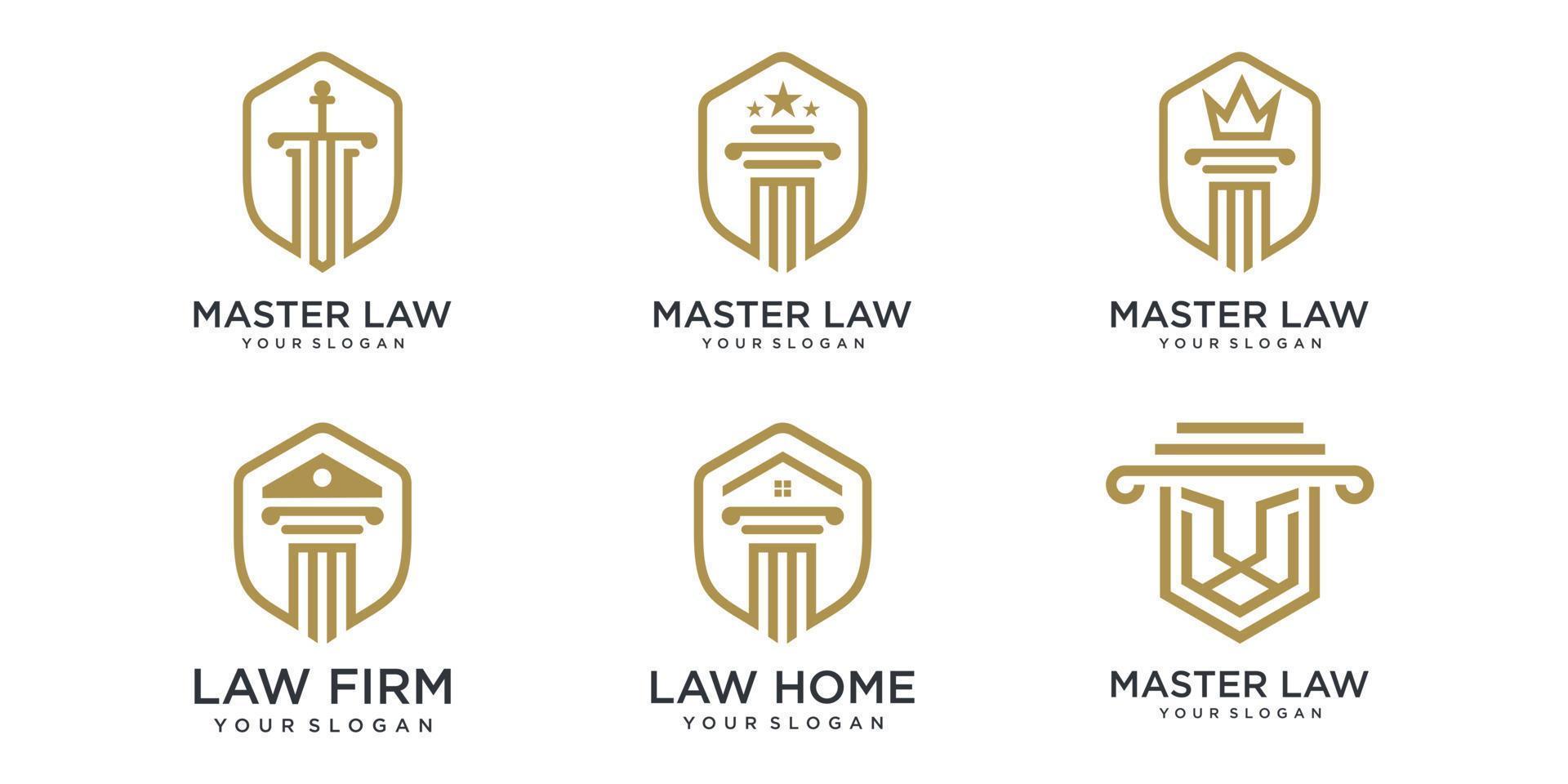 Anwaltskanzlei-Logo-Icon-Set. Logo-Designvorlage für kreatives Säulenkonzept. vektor