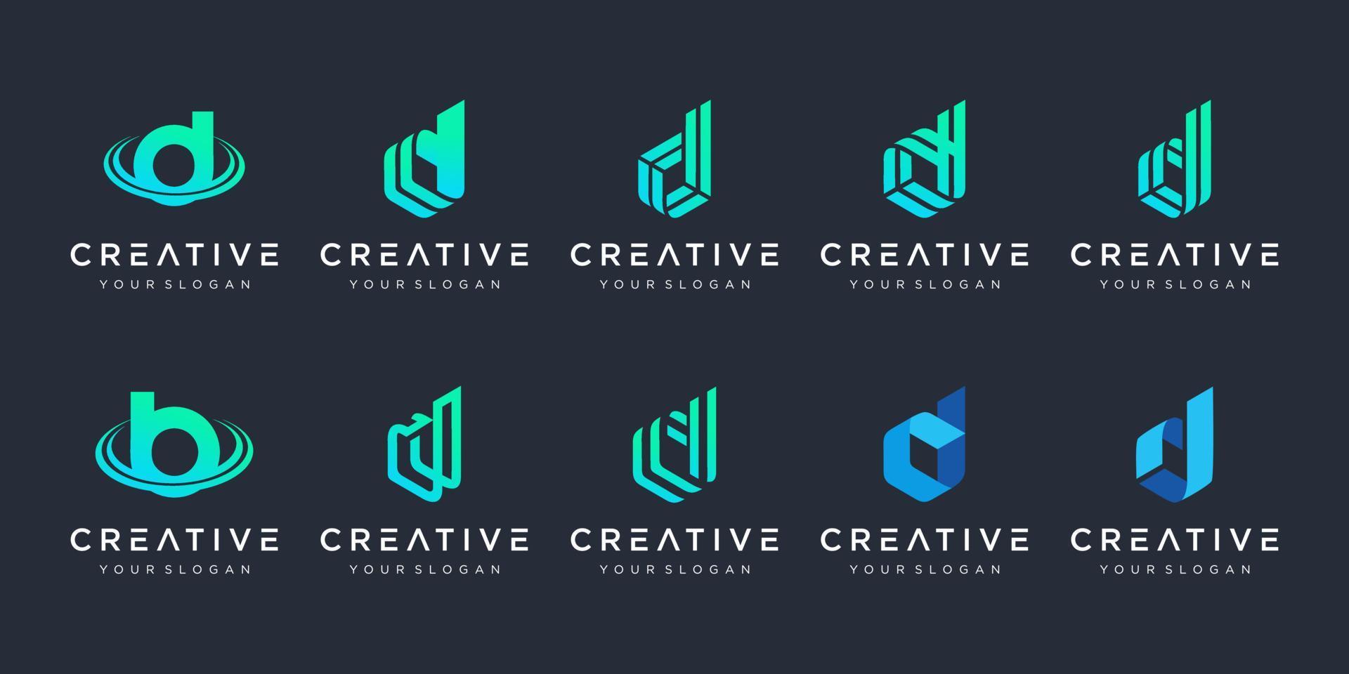 uppsättning kreativa monogram bokstaven b logotyp formgivningsmall. logotypen kan användas för att bygga företag. vektor