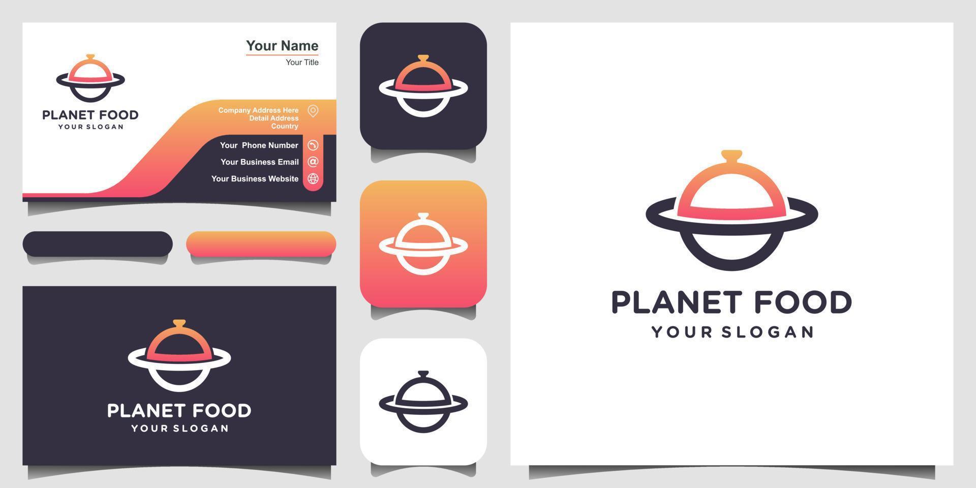 Food Planet Logo-Design-Vorlage Illustration und Visitenkarten-Design. vektor