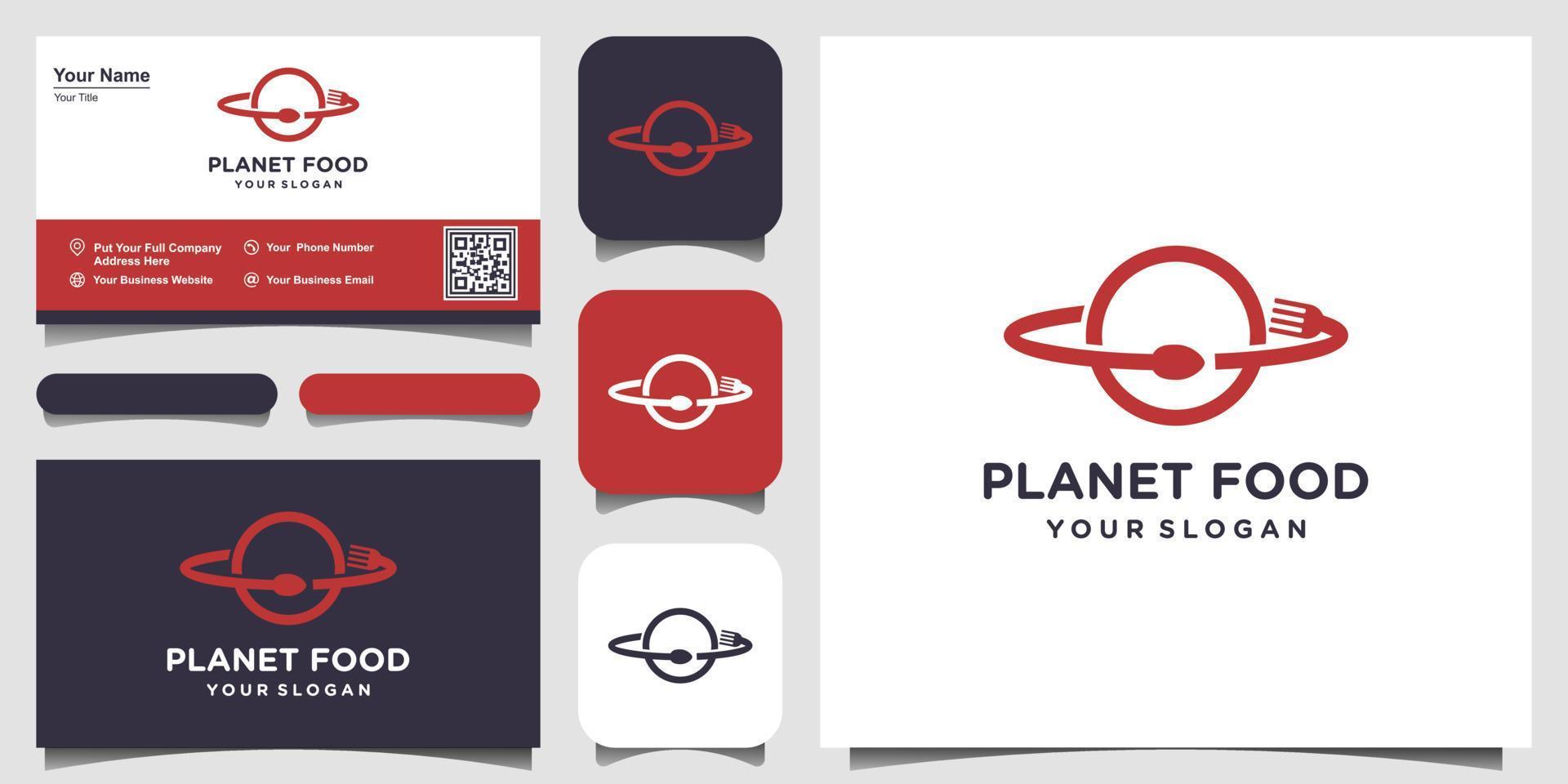 abstrakt mat planet logotyp designmall illustration och visitkortsdesign. vektor