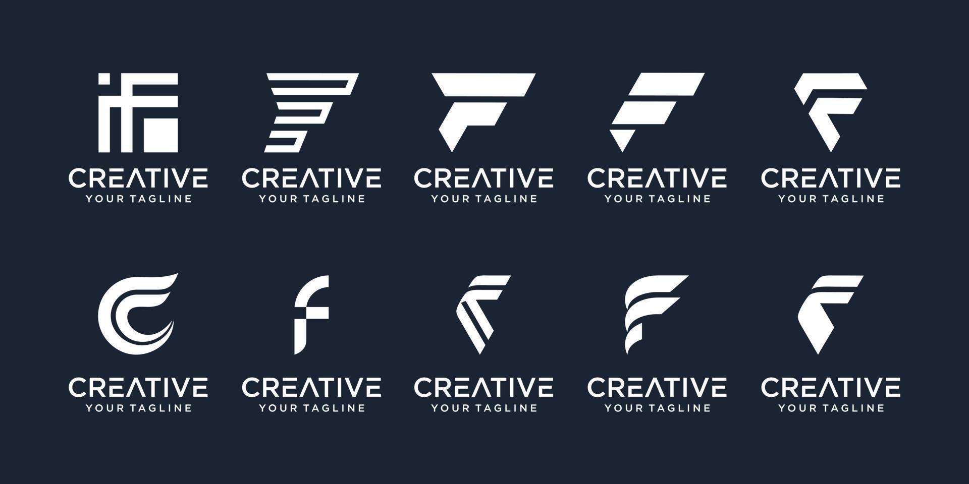 uppsättning abstrakt initial bokstav f logotyp mall. ikoner för företag inom finans, mode, sport, fordon, enkel. vektor
