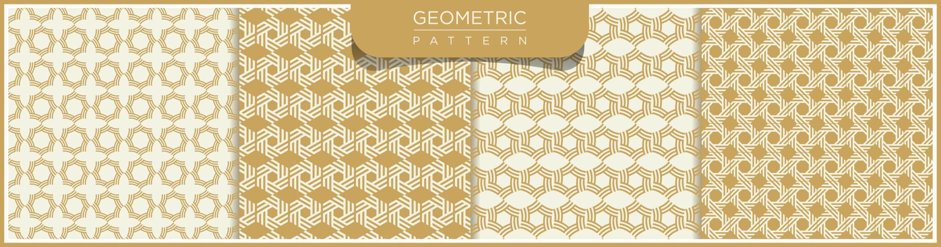 uppsättning av geometriska sömlösa linjemönster. vit och guld bakgrund med arabiska ornament. mönster, bakgrunder och tapeter för din design. textil prydnad. vektor illustration.