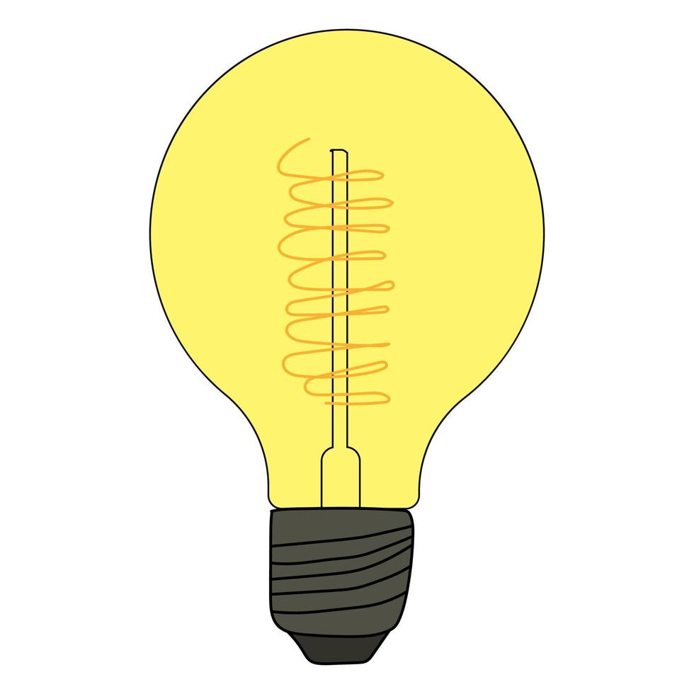 glödande glödlampa ikon. vektor doodle illustration av en glödlampa. energi sparande