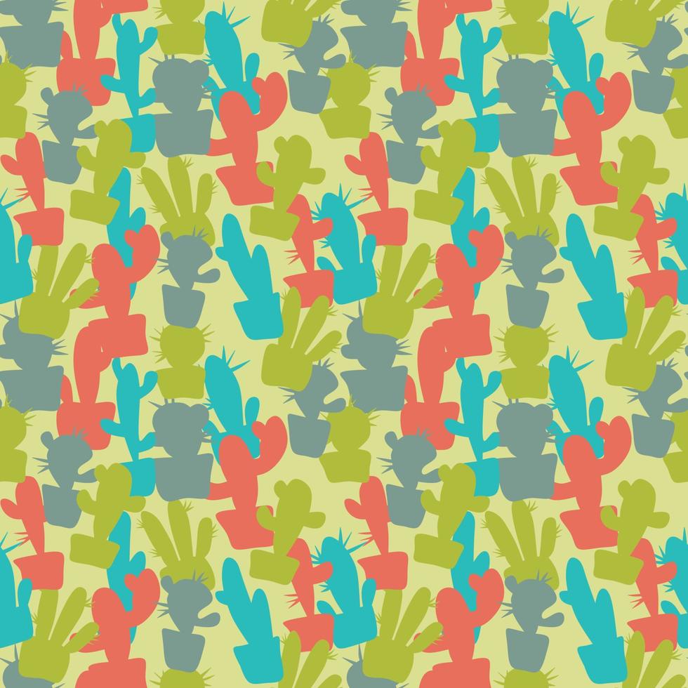 kaktusar seamless mönster. dekorativ prydnad för textil. handritad vektorillustration. vektor