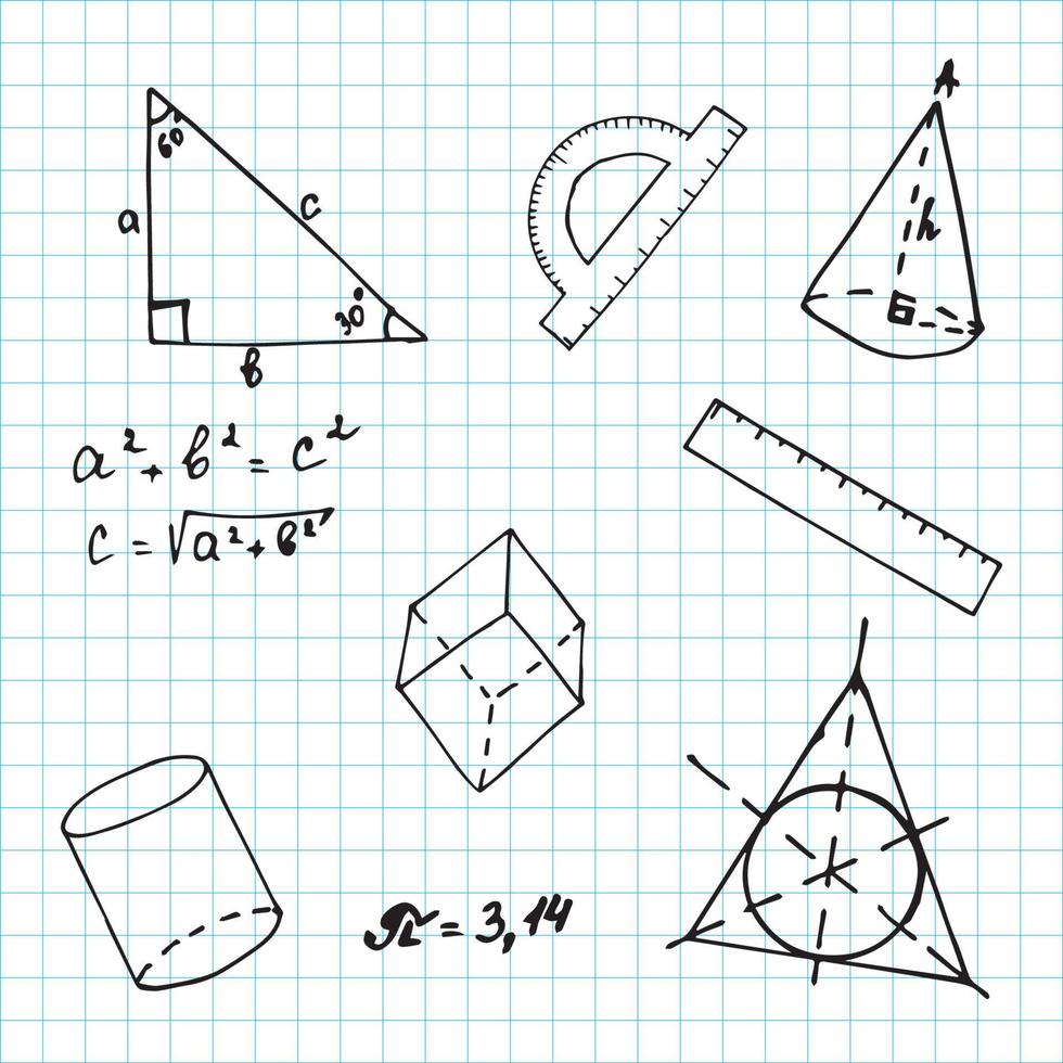 ein Notizbuchblatt mit geometrischen Elementen im Doodle-Stil vektor