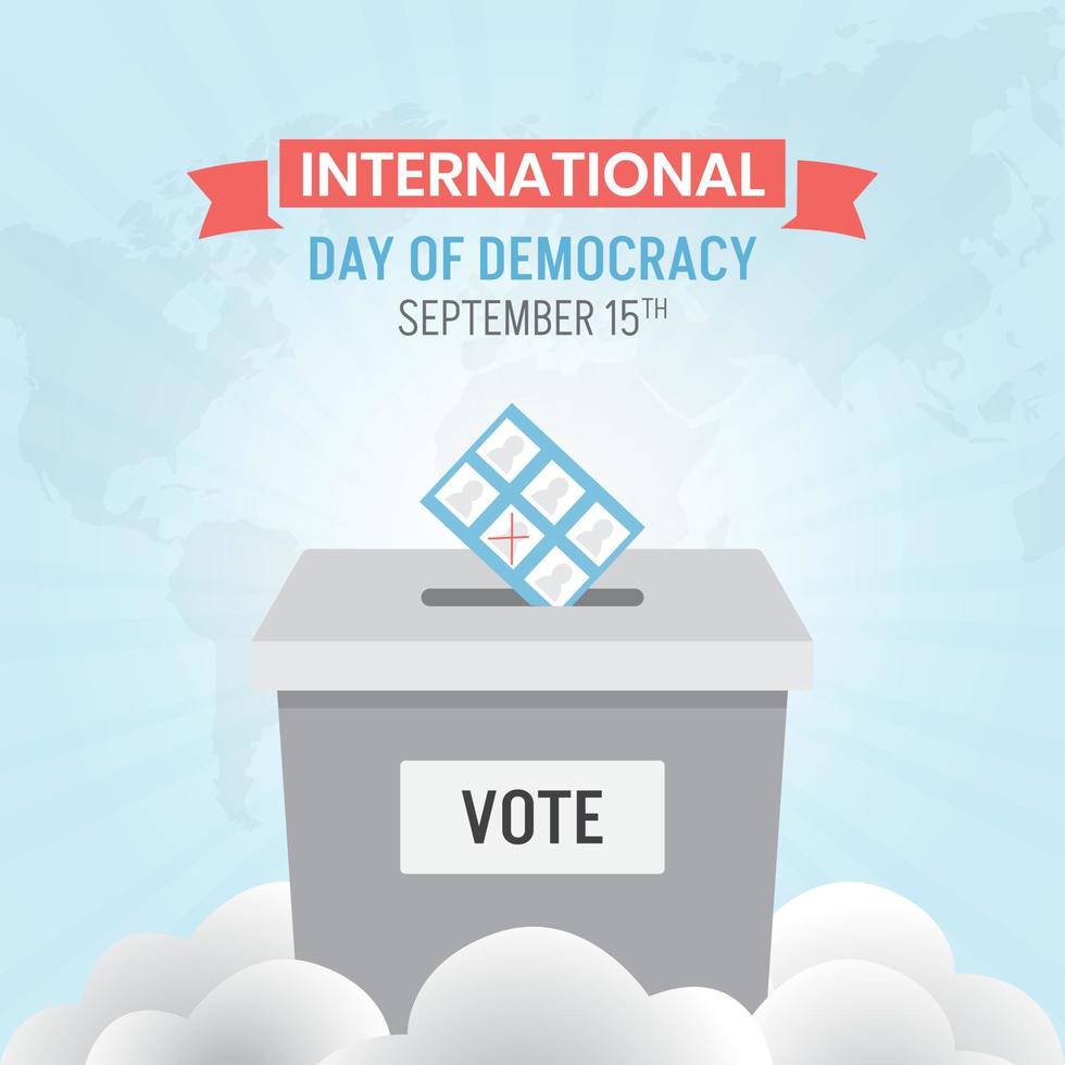 internationella demokratidagen 15 september med röstbrevlåda illustration på isolerad bakgrund vektor