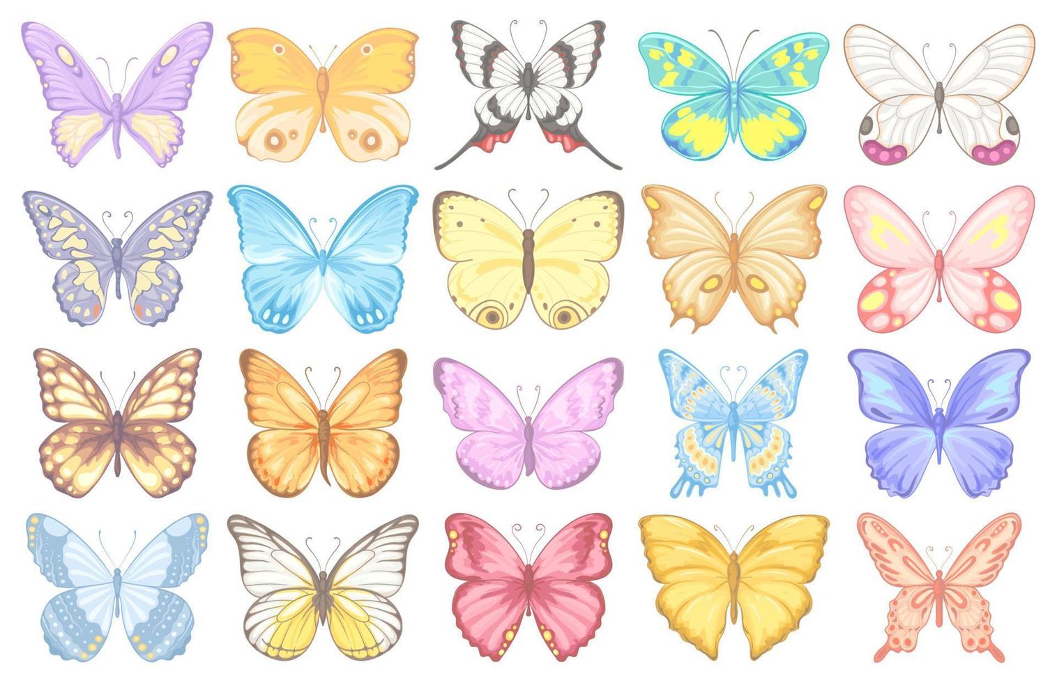 schöne Schmetterlingssammlung der Illustration für Liebeshochzeits-Valentinstag oder Anordnungseinladungsdesign-Grußkarte eingestellt vektor
