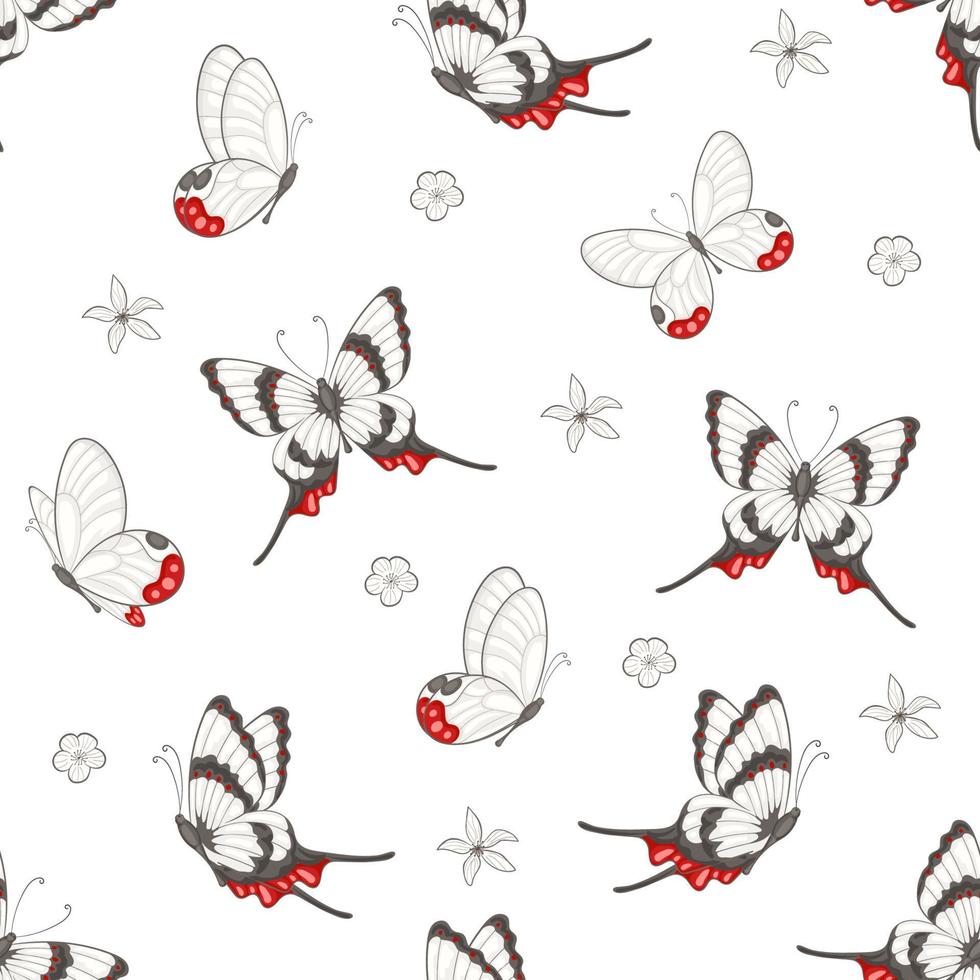 Illustration schöne Schmetterling und Blume botanisches Blatt nahtloses Muster für Liebe Hochzeit Valentinstag oder Anordnung Einladung Design-Grußkarte vektor