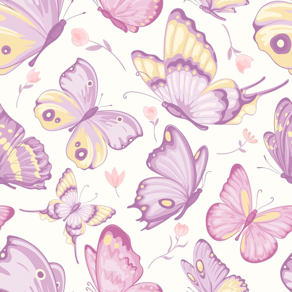 Illustration schöne Schmetterling und Blume botanisches Blatt nahtloses Muster für Liebe Hochzeit Valentinstag oder Anordnung Einladung Design-Grußkarte vektor