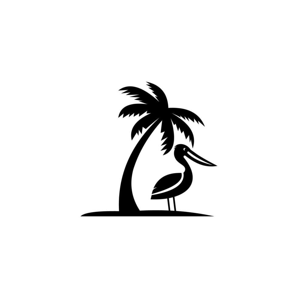 Flamingo und Seelandschaft Logo Symbol Vektorvorlage auf weißem Hintergrund vektor