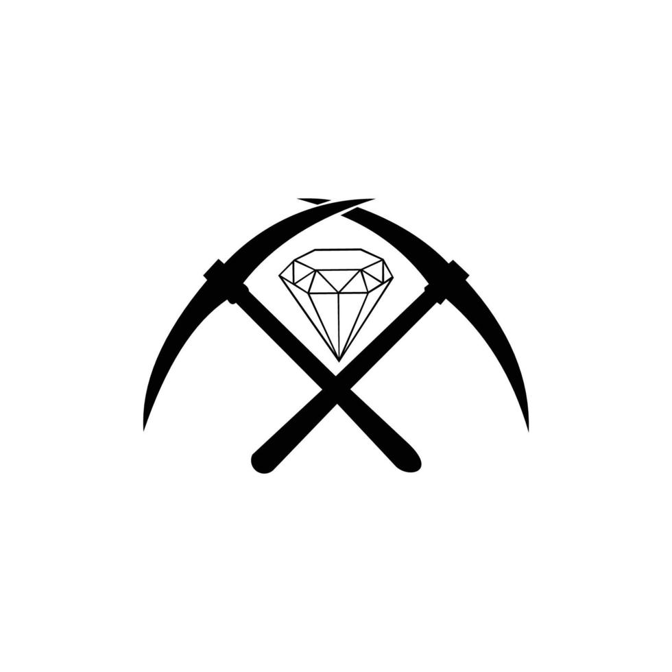 Diamond Mining Logo, einfaches modernes flaches Logo. Schwarz-Weiß-Vektor-Illustration vektor