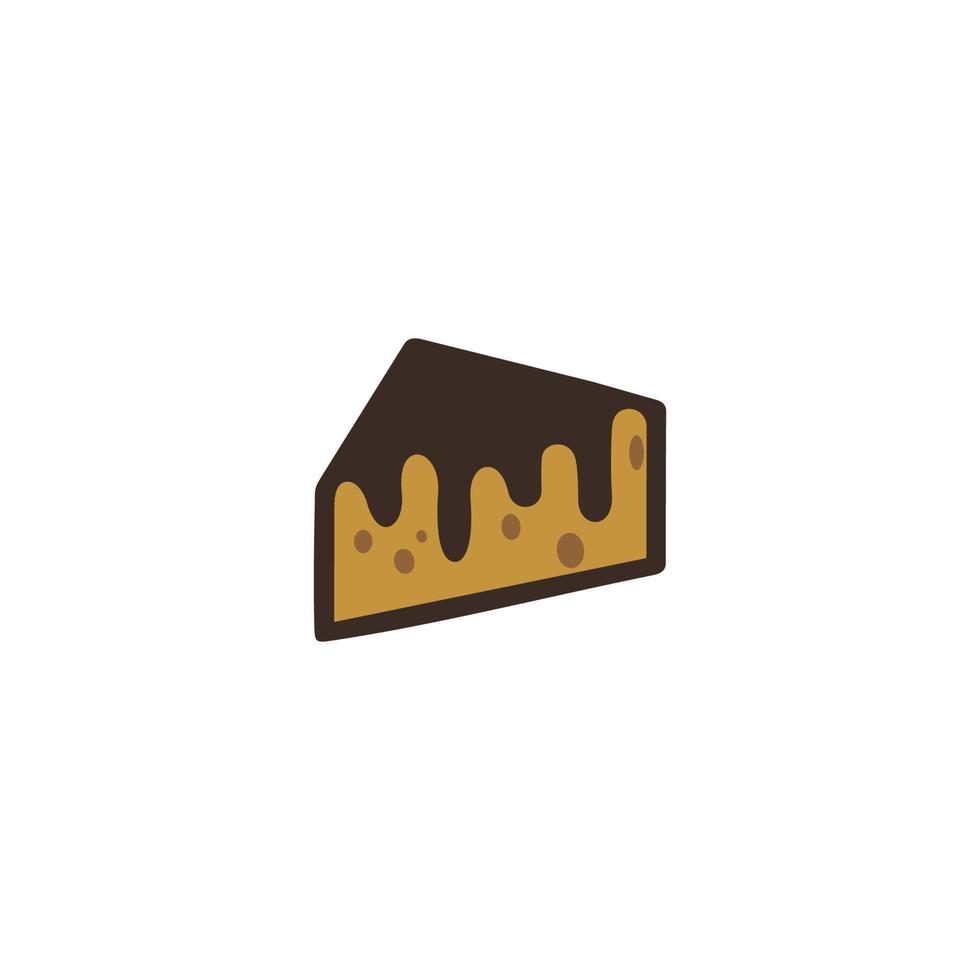 Stück geschichteter Schokoladenkuchen mit Maraschino-Kirsche. hand gezeichnete kuchenscheibe lokalisierte illustration. vektor