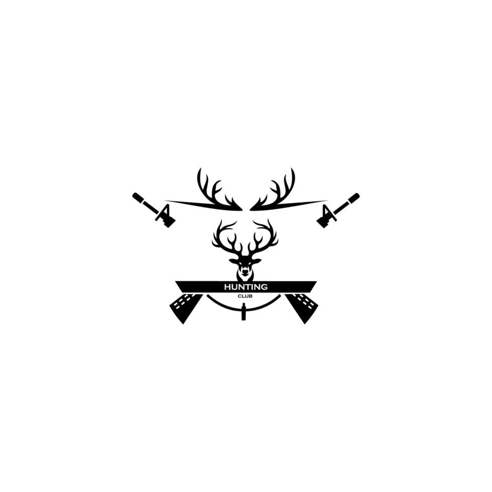 Hirschjäger-Logo-Typ, Jägerclub, Hirschjagd, Tiersymbol-Symbol vektor