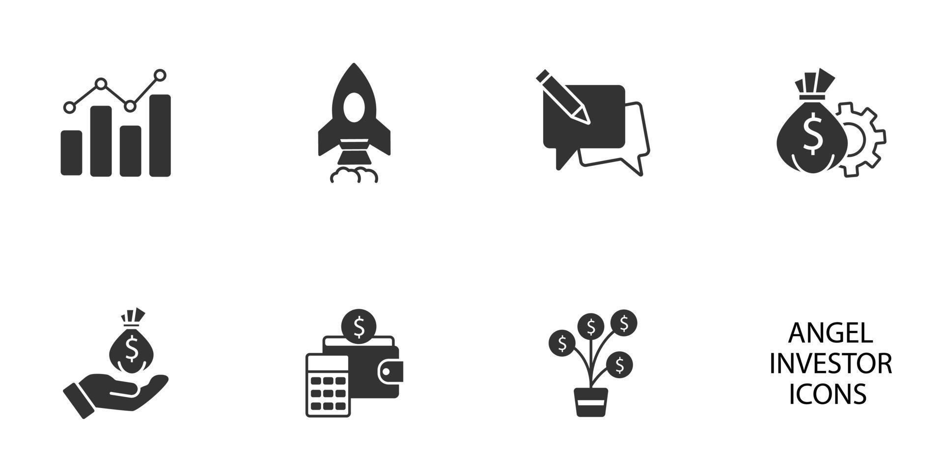 Angel-Investor-Icons gesetzt. Angel Investor Pack Symbol Vektorelemente für Infografik Web vektor