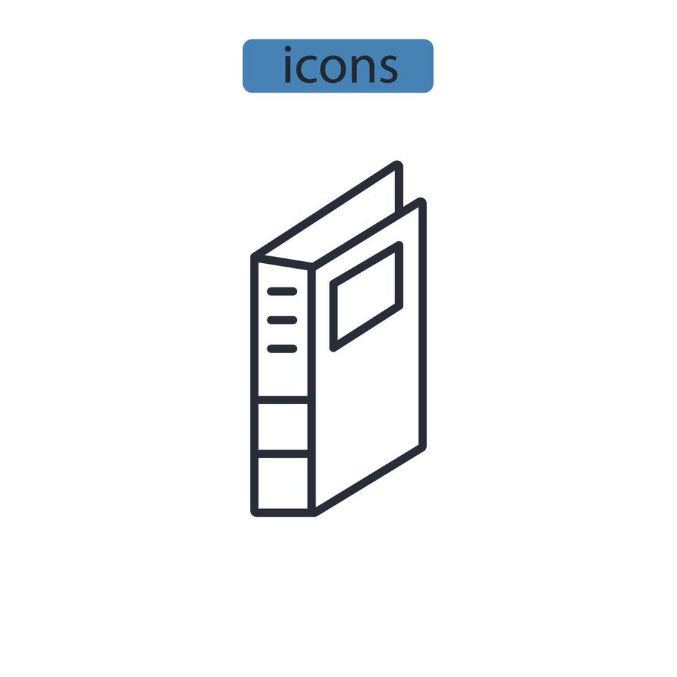 Drei Ringbuchsymbole symbolisieren Vektorelemente für das Infografik-Web vektor