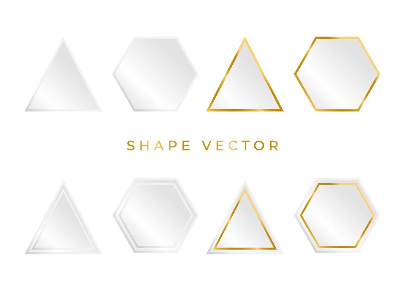 einfaches 3D-Weiß- und Goldformbrett oder Rahmenvektor auf weißem Hintergrund mit dem Kreis, der Ellipse, dem Quadrat kann Text oder Produkt auf den Rahmen gesetzt werden vektor