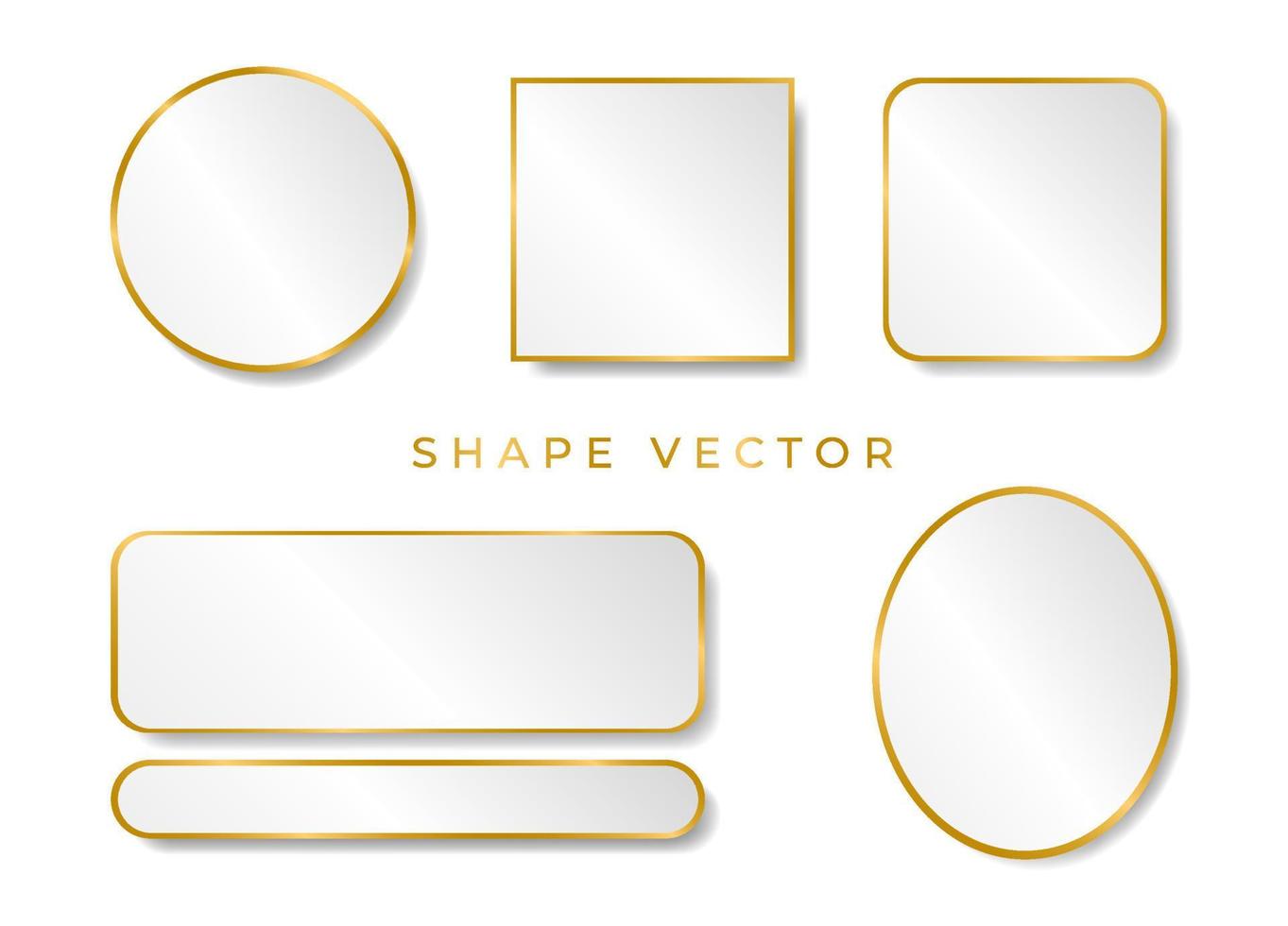 einfaches 3D-Weiß- und Goldformbrett oder Rahmenvektor auf weißem Hintergrund mit dem Kreis, der Ellipse, dem Quadrat kann Text oder Produkt auf den Rahmen gesetzt werden vektor