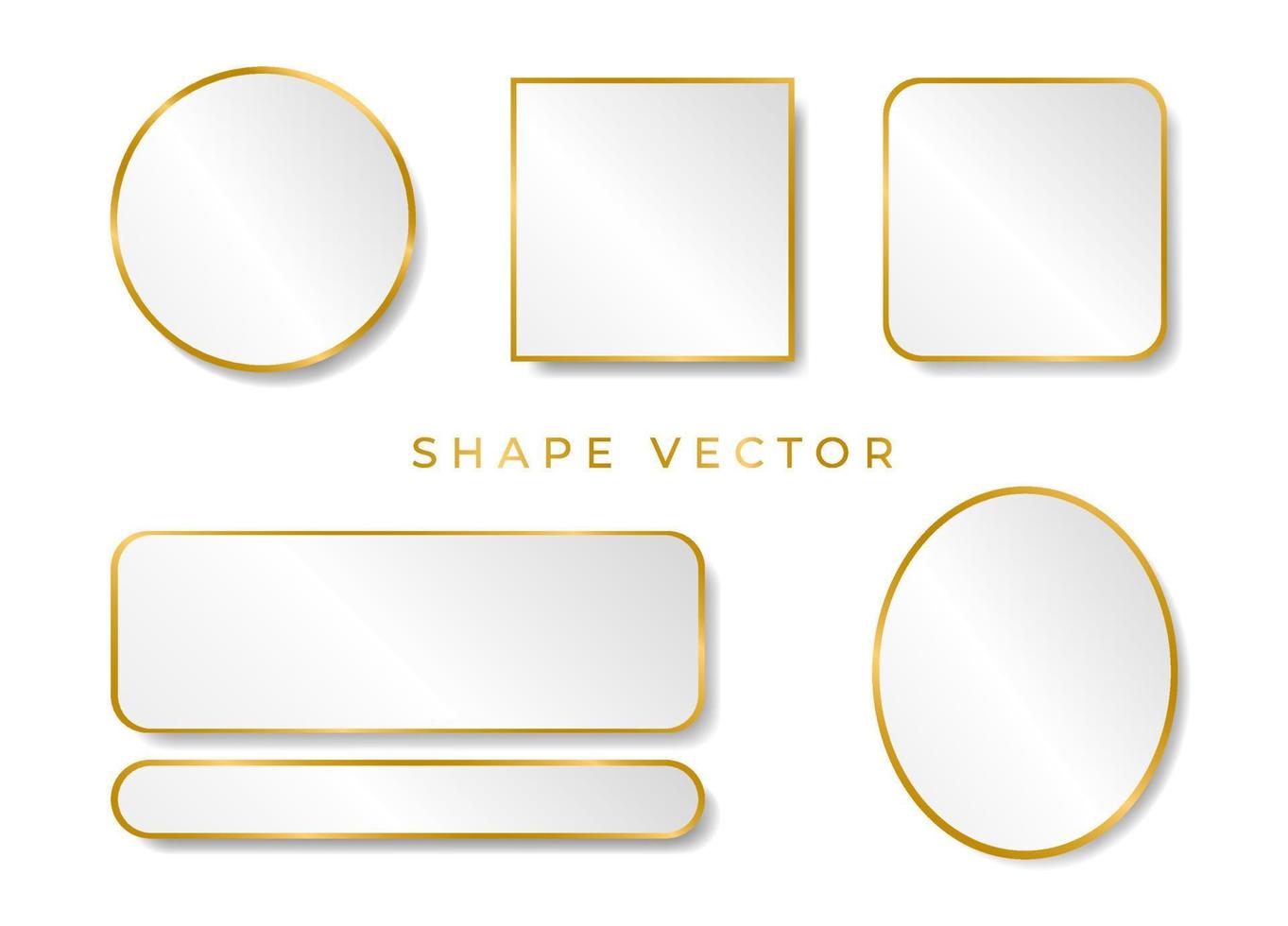 enkel 3d vit och guldformad tavla eller ramvektor på vit bakgrund med cirkeln, ellipsen, kvadraten kan läggas text eller produkt på ram vektor