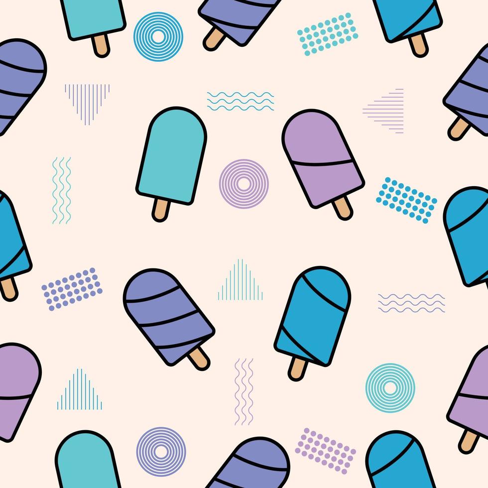 söt chibi söt glass mat färgglada sömlösa mönster doodle barn baby kawaii premium vektor