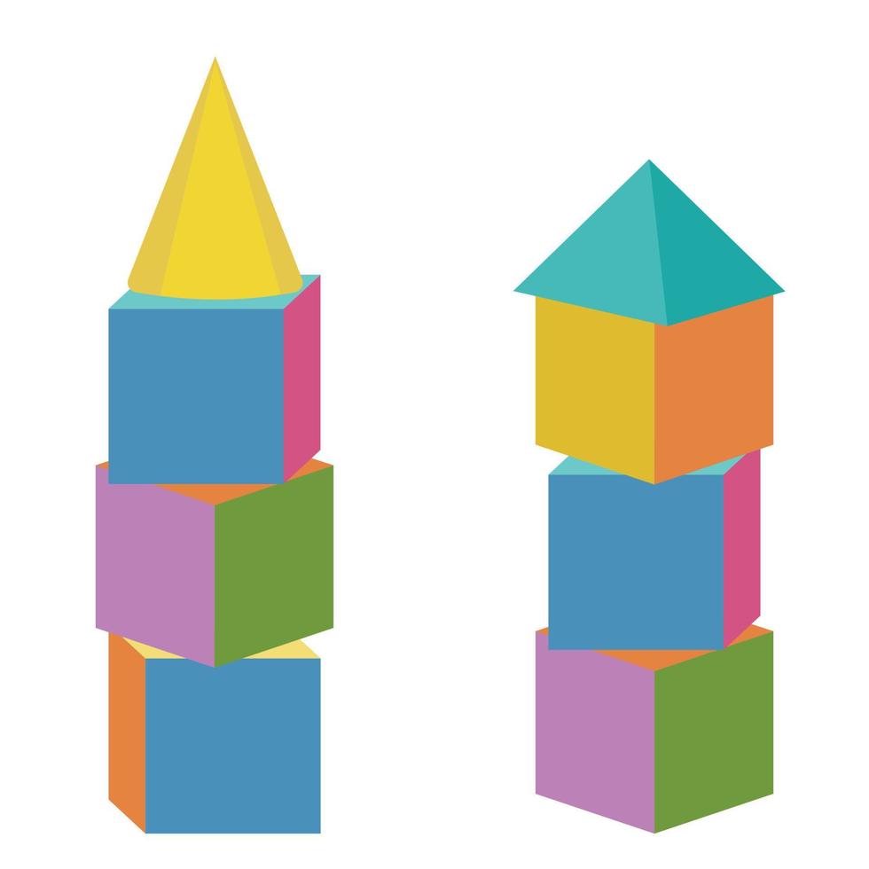 holzwürfel für turmbau, farbvektor isolierte illustration vektor