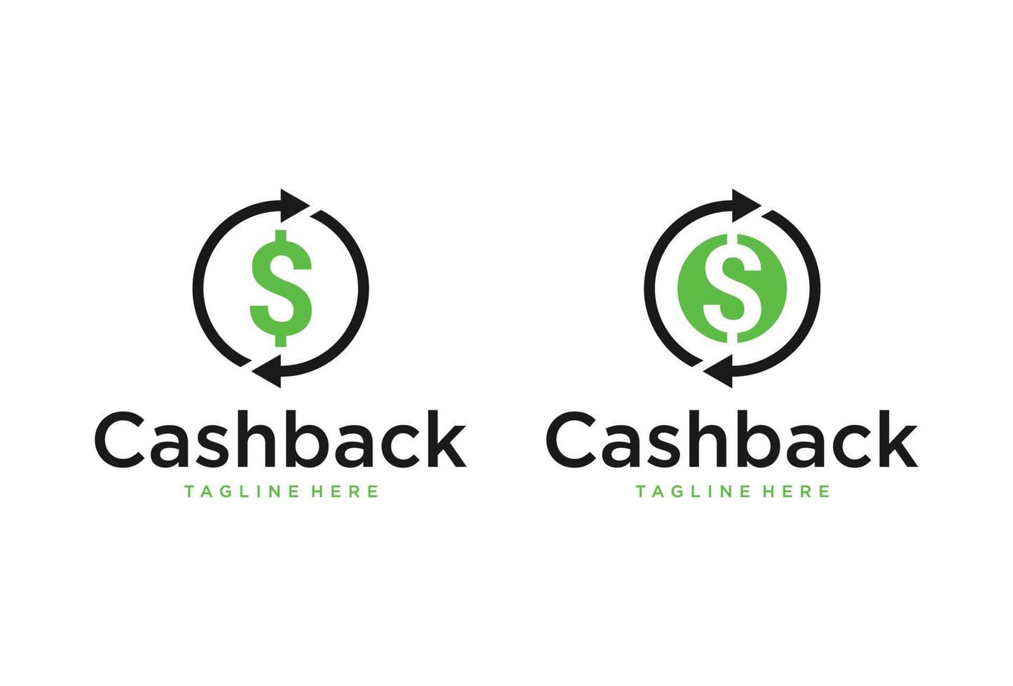 Cashback-Logo-Vektordesign. Geld-Logo-Vorlage. Symbol für Wirtschaft und Finanzen. Geld mit Pfeilen. vektor