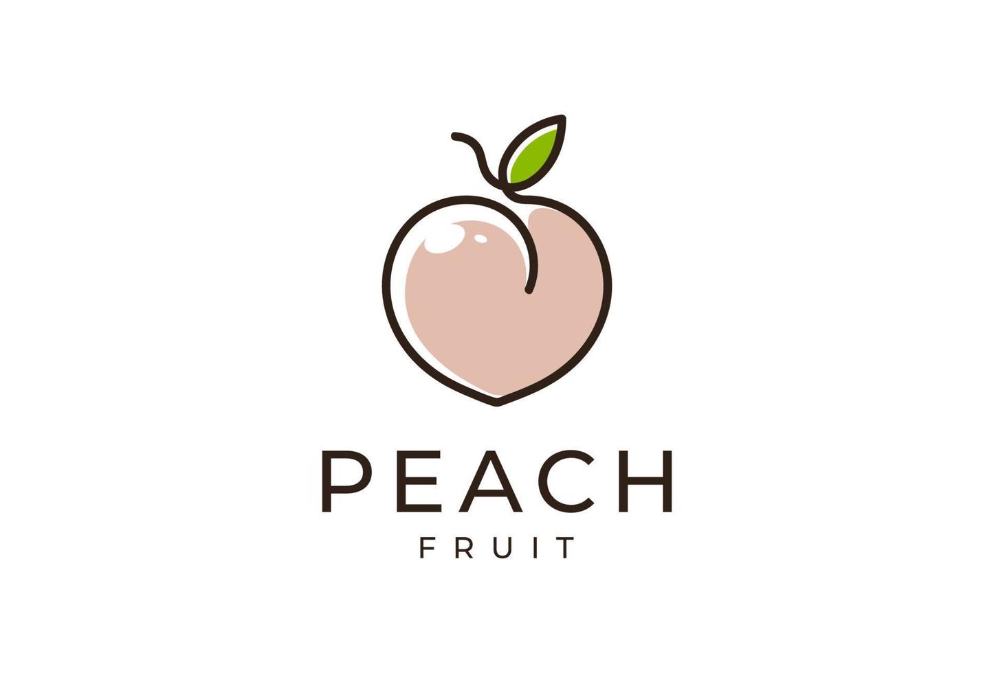 minimalistisk persika logotyp design med linjekonst stil färg vektor