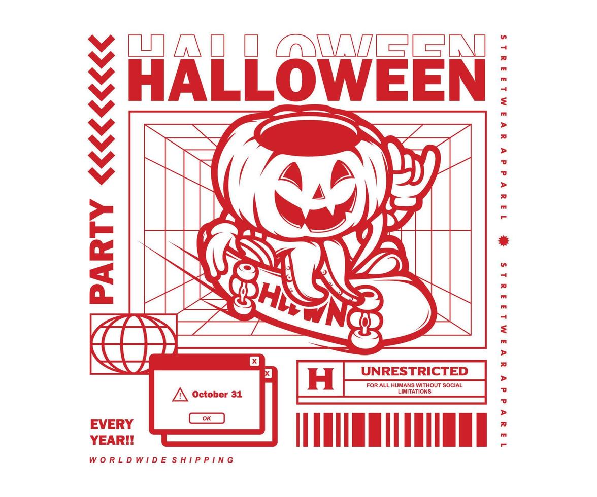 halloween feiern grafikdesign für t-shirt streetwear und urbanen stil vektor