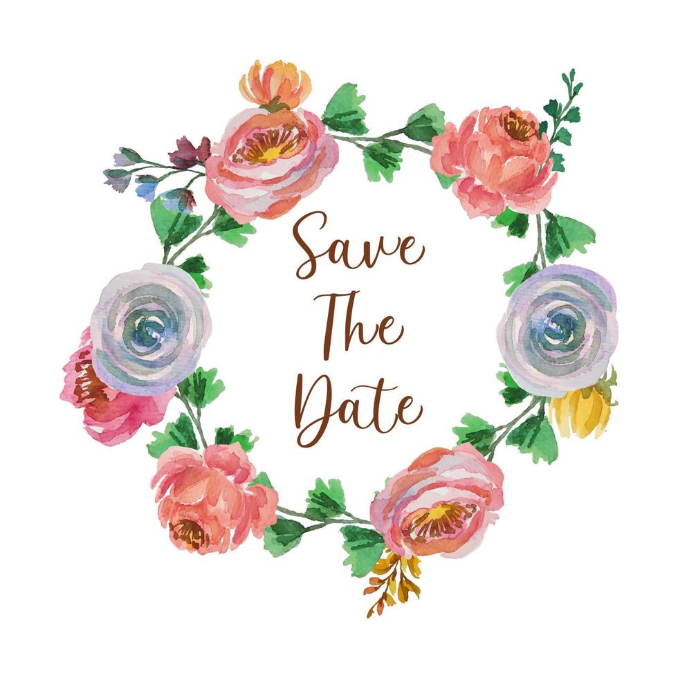 Kranz Blume Save the Date Aquarell vektor