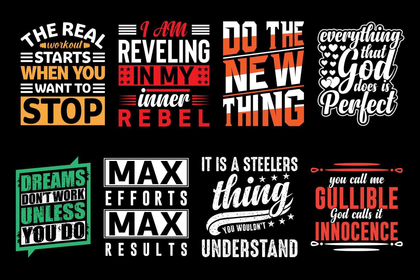 Typografie-T-Shirt-Designbündel, freies Vektorelement, grafische Illustration vektor